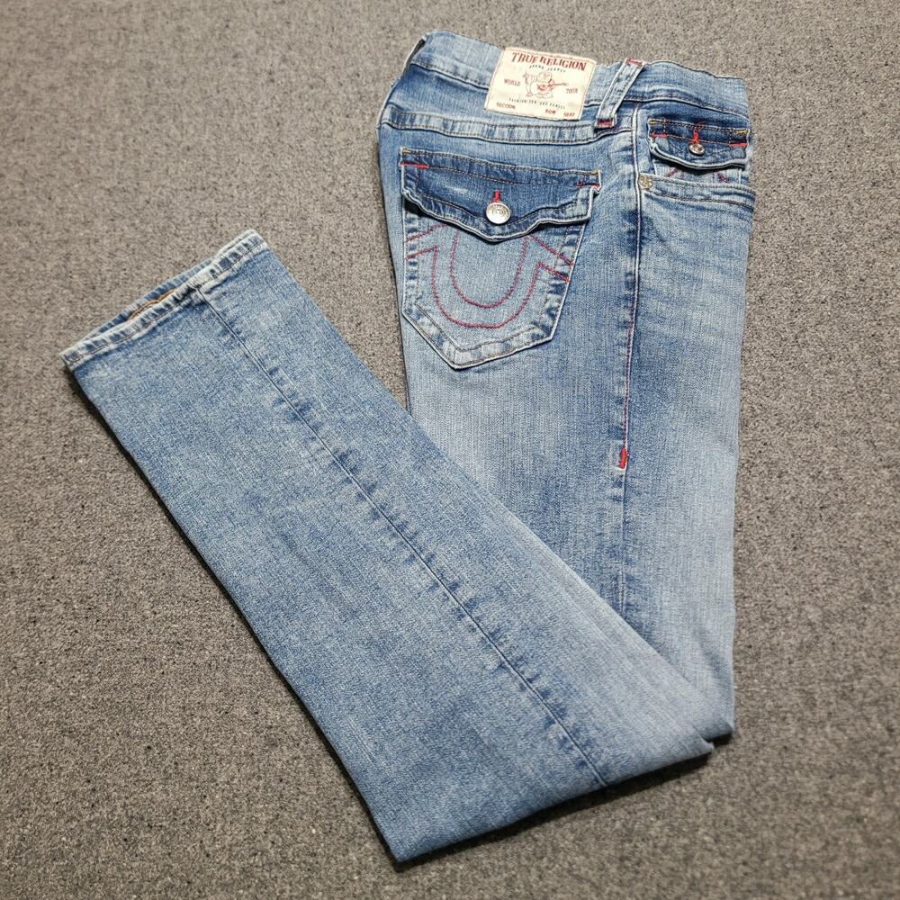 True Religion Jeans Mens 29x34 Blue Ricky SN Flap Relaxed Straight Denim Pants